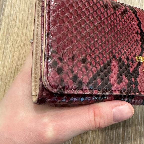 AUTHENTIC RARE Prada Python Matinee Micro Continental bi-fold Wallet and chain - Picture 16 of 16